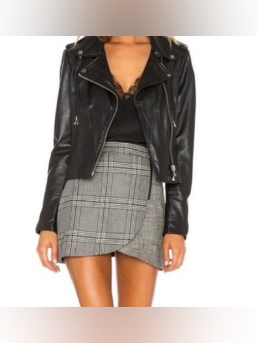 Alice + Olivia Lennon Plaid Asymmetrical Zip Mini Skirt